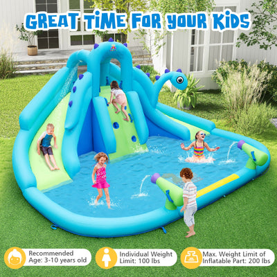 Tobogán Inflable con Duales Toboganes y Piscina de Salpicaduras