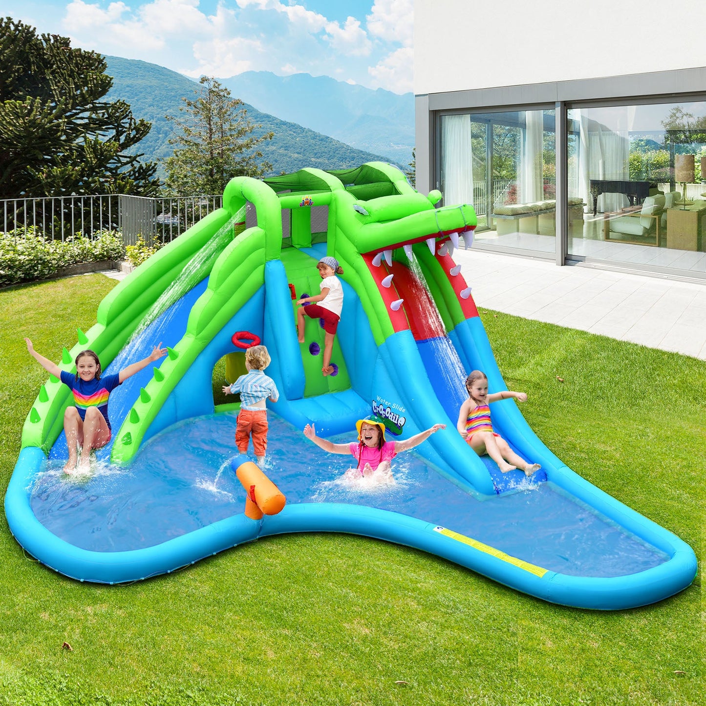 7-in-1 Inflatable Bounce House with Splash Pool