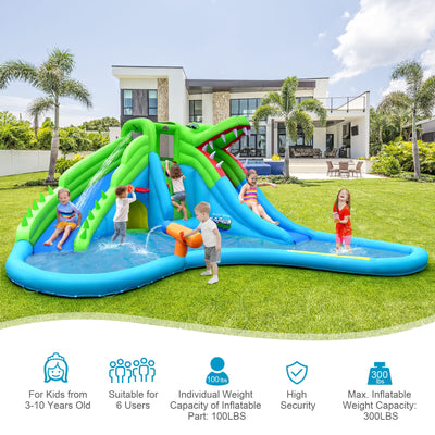 Tobogán de Agua Inflable Cocodrilo con Ventilador de 780W