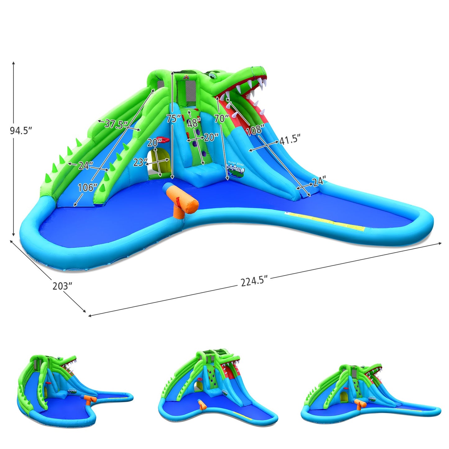 7-in-1 Inflatable Bounce House with Splash Pool