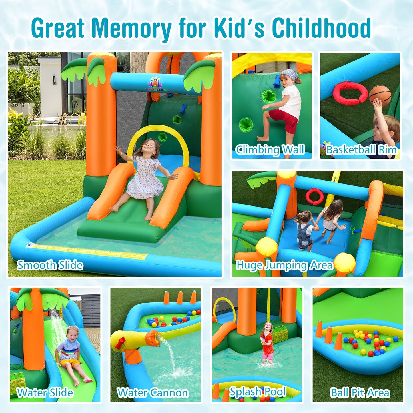 Parque Acuático Inflable Premium con Pasamanos Mejorados