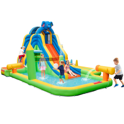 Tobogán Inflable con Piscina de Salpicaduras y Pared de Escalada
