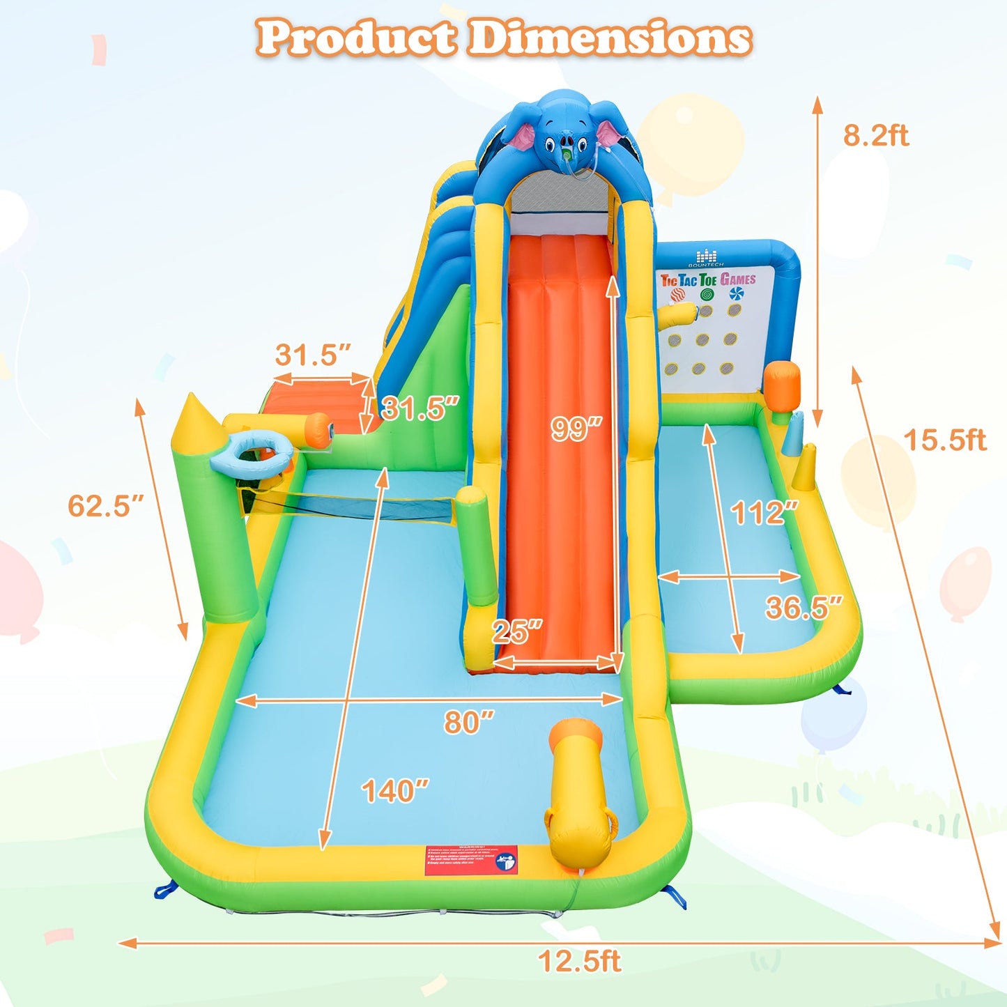 Inflatable Water Slide with Splash Pool and Climbing Wall