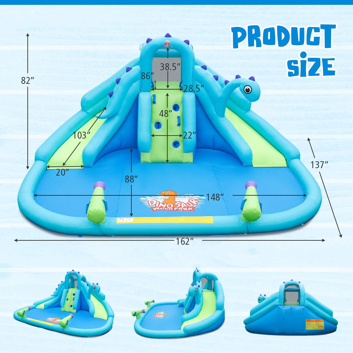 Inflatable Water Slide with Dual Slides and Splash Pool
