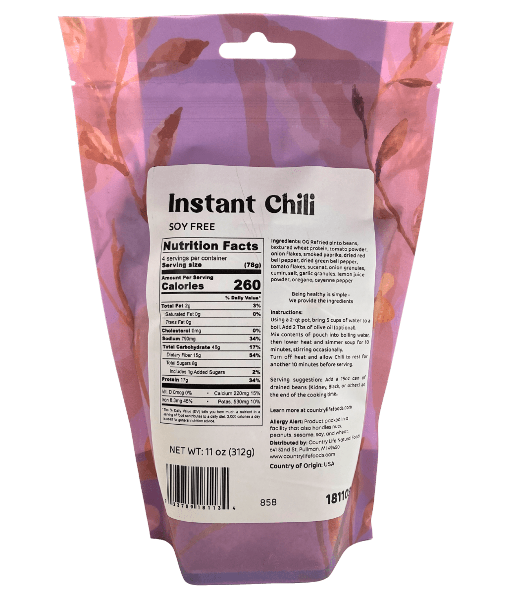 Savory Instant Chili - Soy-Free Delight - Korvel