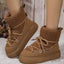 Botas de Nieve con Cordones de Moda para Mujeres - Botín Corto Cálido y Casual