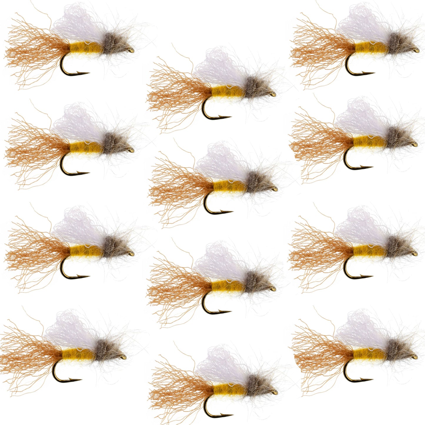 Amber Iris Caddis Emerger Caddis  Trout Dry Fly - 12 Flies Hook Size 16 - Korvel