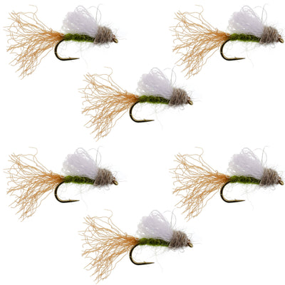 Olive Iris Caddis Emerger Caddis  Trout Dry Fly - 6 Flies Hook Size 16 - Korvel