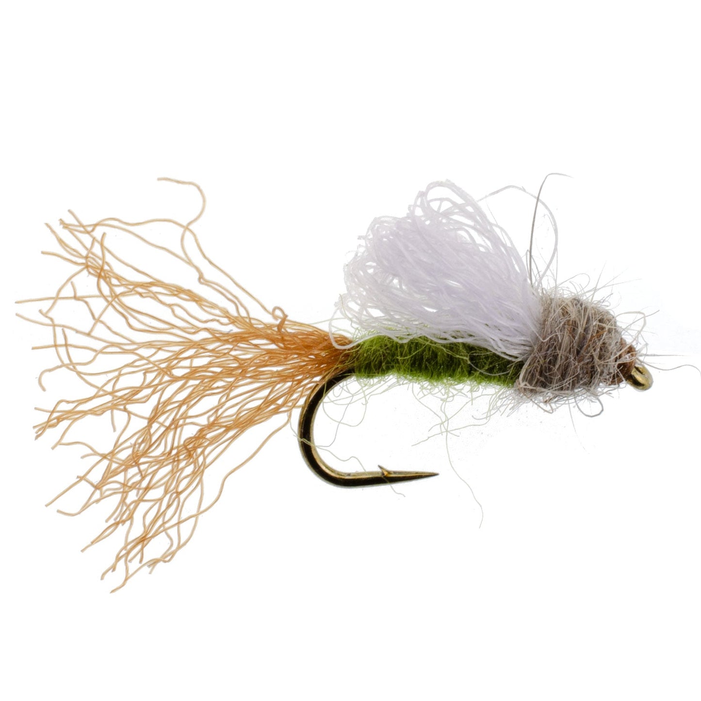 Lot de 3 mouches sèches émergentes de trichoptères Olive Iris pour la truite - Hameçon taille 16
