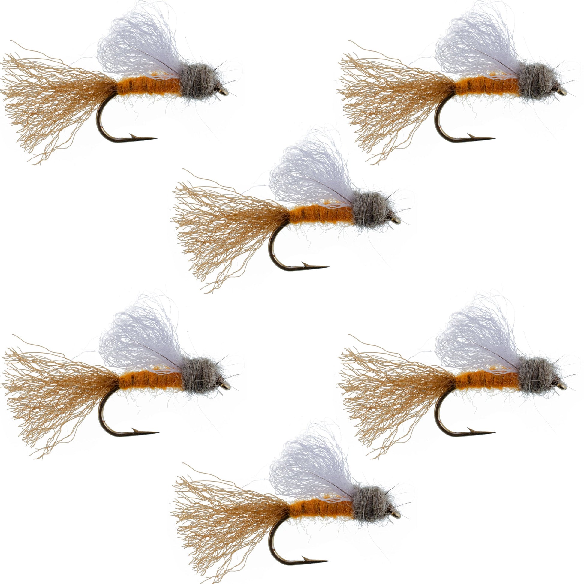 Orange Iris October Caddis Emerger Caddis  Trout Dry Fly - 6 Flies Hook Size 8 - Korvel