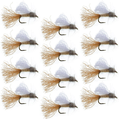 Tan Iris Caddis Emerger Caddis  Trout Dry Fly - 12 Flies Hook Size 14 - Korvel