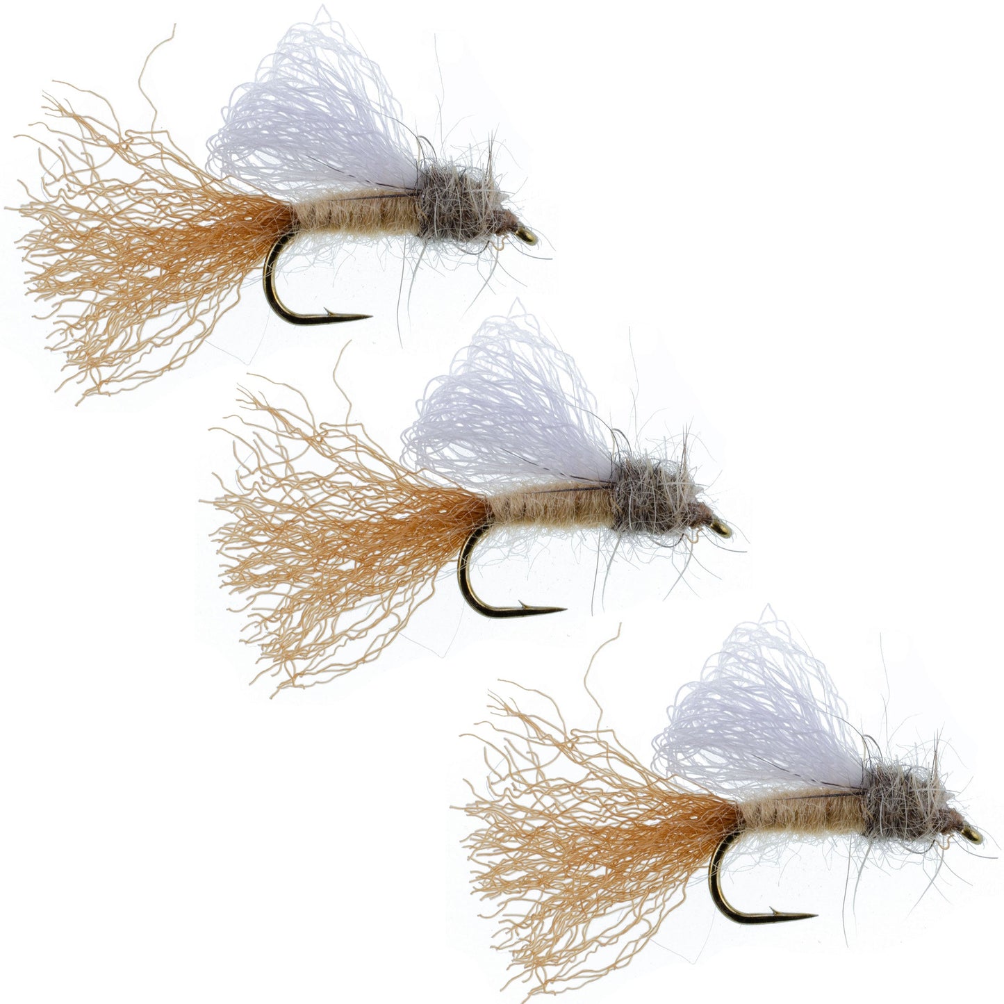 3 Pack Tan Iris Caddis Emerger Caddis  Trout Dry Fly - Hook Size 14 - Korvel