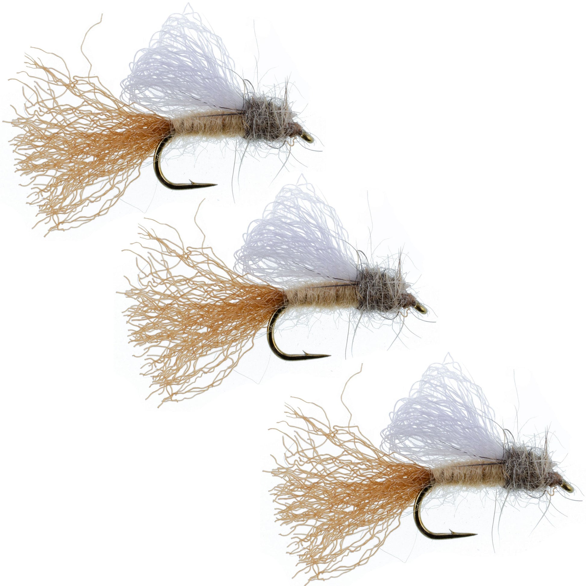 3 Pack Tan Iris Caddis Emerger Caddis  Trout Dry Fly - Hook Size 14 - Korvel