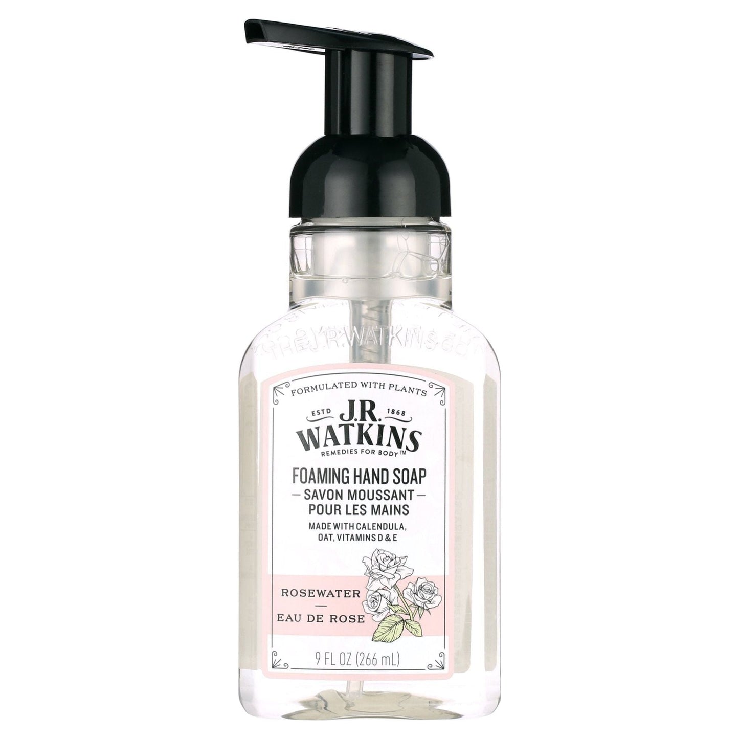 J.R. Watkins Jabón de Manos Espumoso de Agua de Rosa - 9 oz