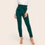 Elegant Frill Trim Bow Belted High Waist Pants