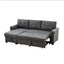 Dark Gray Linen Reversible Sleeper Sectional Sofa with Storage Chaise
