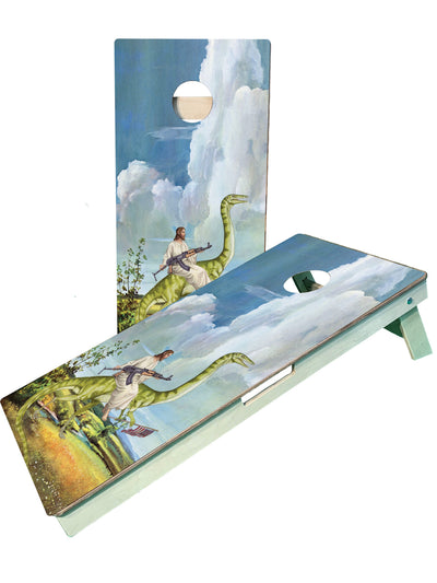 Ultimate Jesus on Dinosaur Cornhole Boards - USA Edition - Korvel
