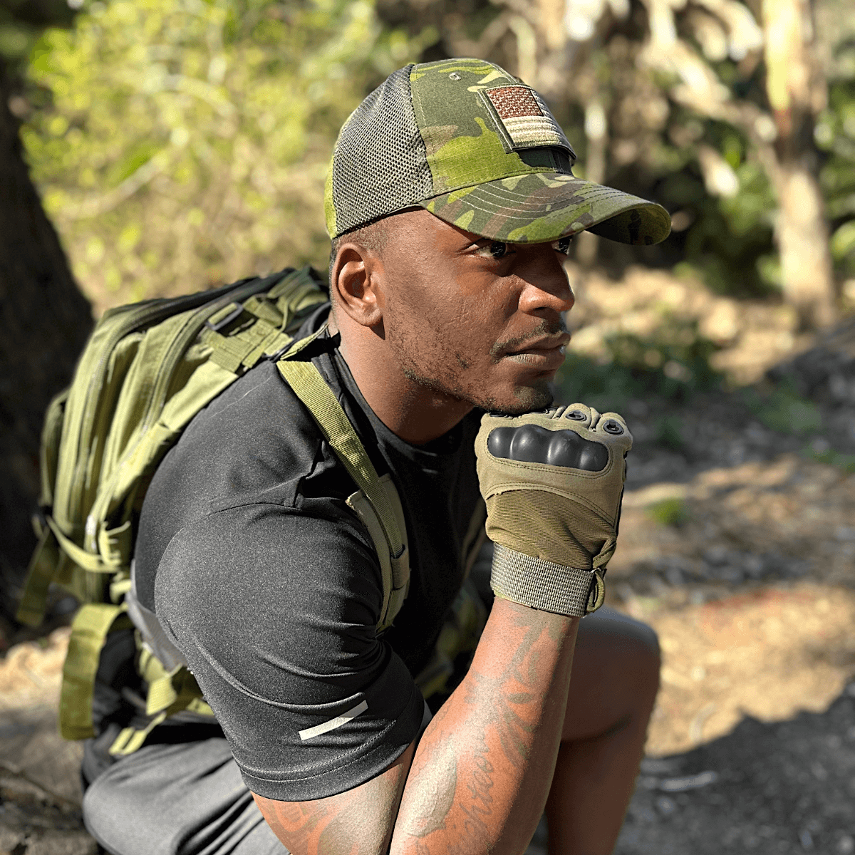 Casquette à patch de style tactique avec sangle réglable