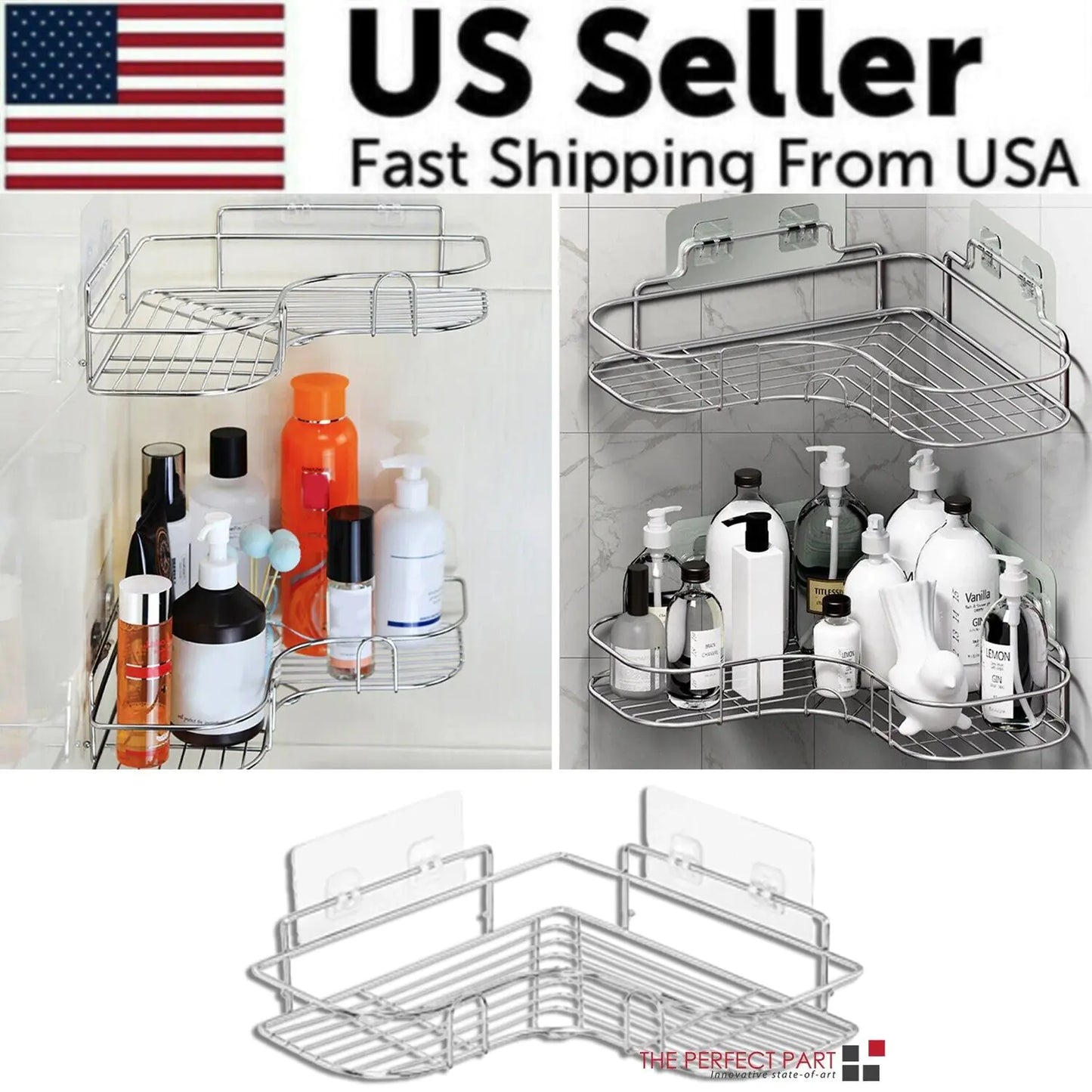 Triangular Shower Caddy Shelf - Premium Bathroom Organizer