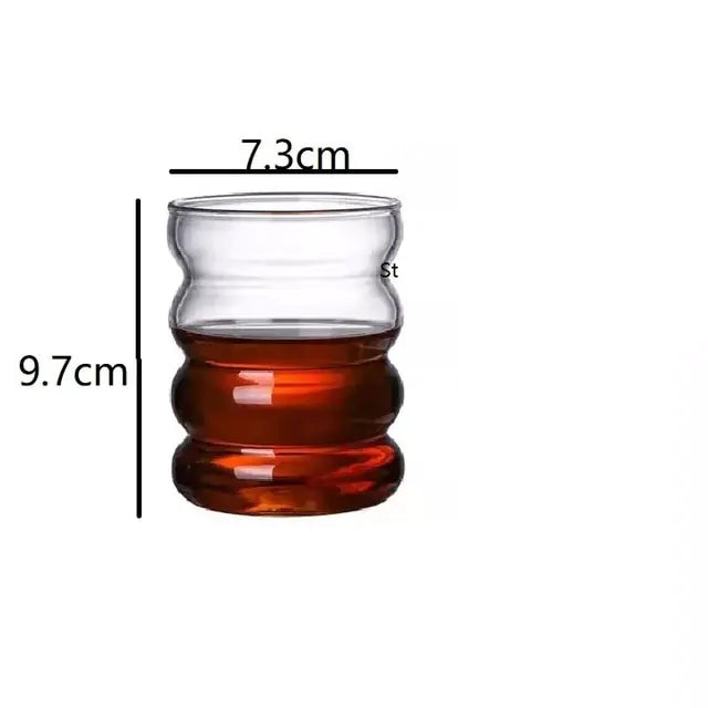 Wave Shape Glass Cup - Elegant Drinkware