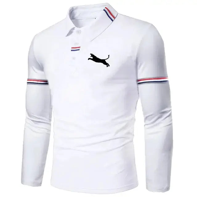 Camisa Polo de Manga Larga Casual para Hombre