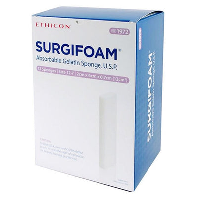 Éponge de gélatine absorbable ETHICON SURGIFOAM, 2 x 6 x 0,7 cm (12 unités)