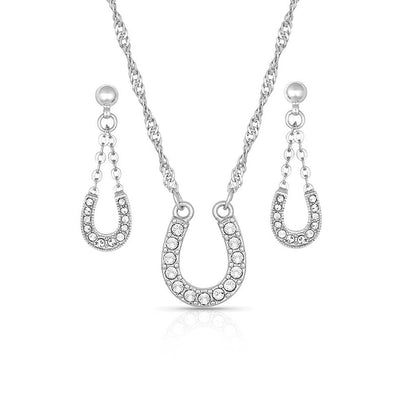Elegant Silver Horseshoe Jewelry Set - Korvel