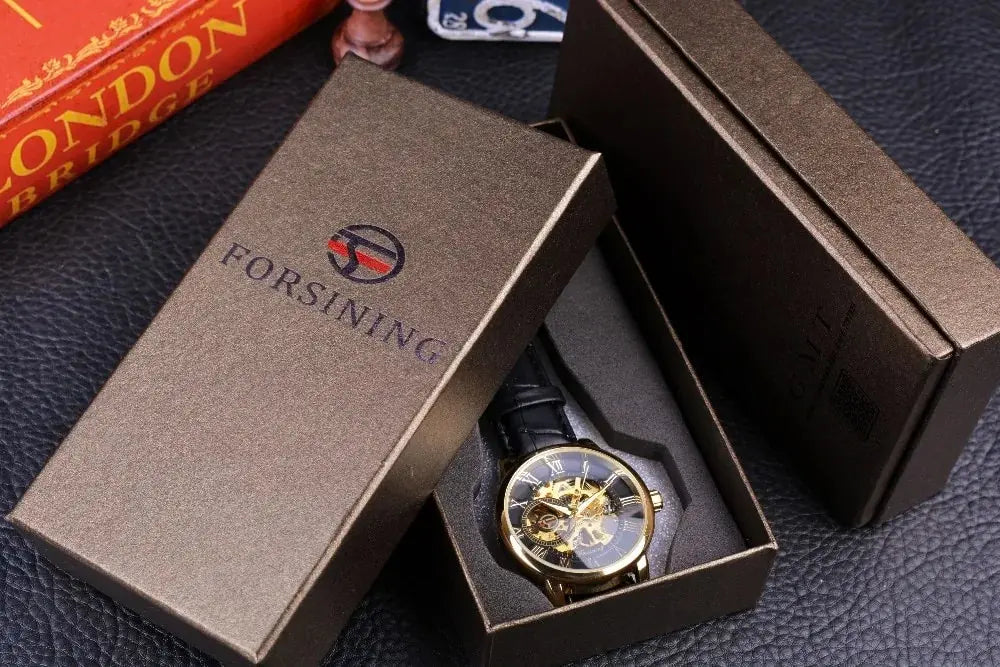 Men's Luxury Mechanical Watch with Leather Band
