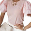 Blusa Sólida Elegante de Cuello Redondo para Oficina