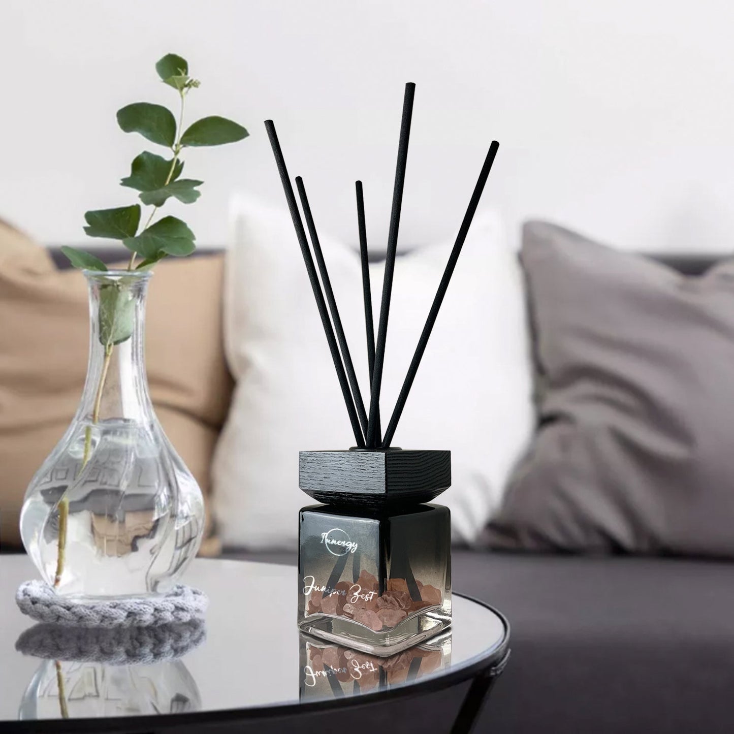 Juniper Zest Crystal-Infused Aromatherapy Reed Diffuser, 100ml - Korvel