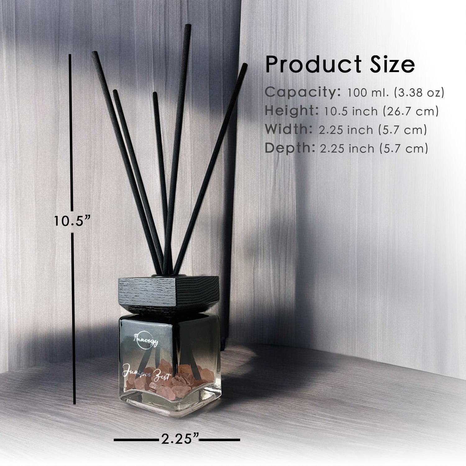 Juniper Zest Crystal-Infused Aromatherapy Reed Diffuser, 100ml - Korvel