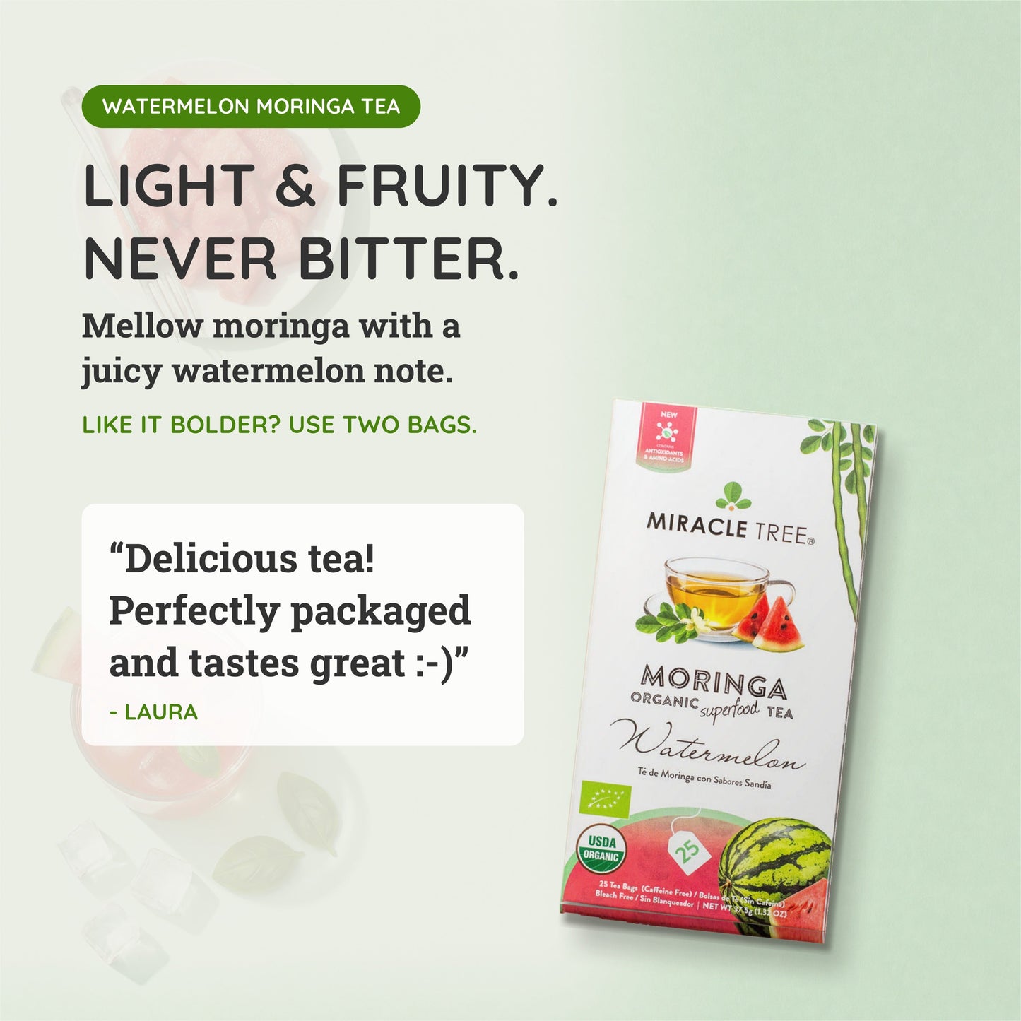 Organic Moringa Tea with Watermelon Flavor