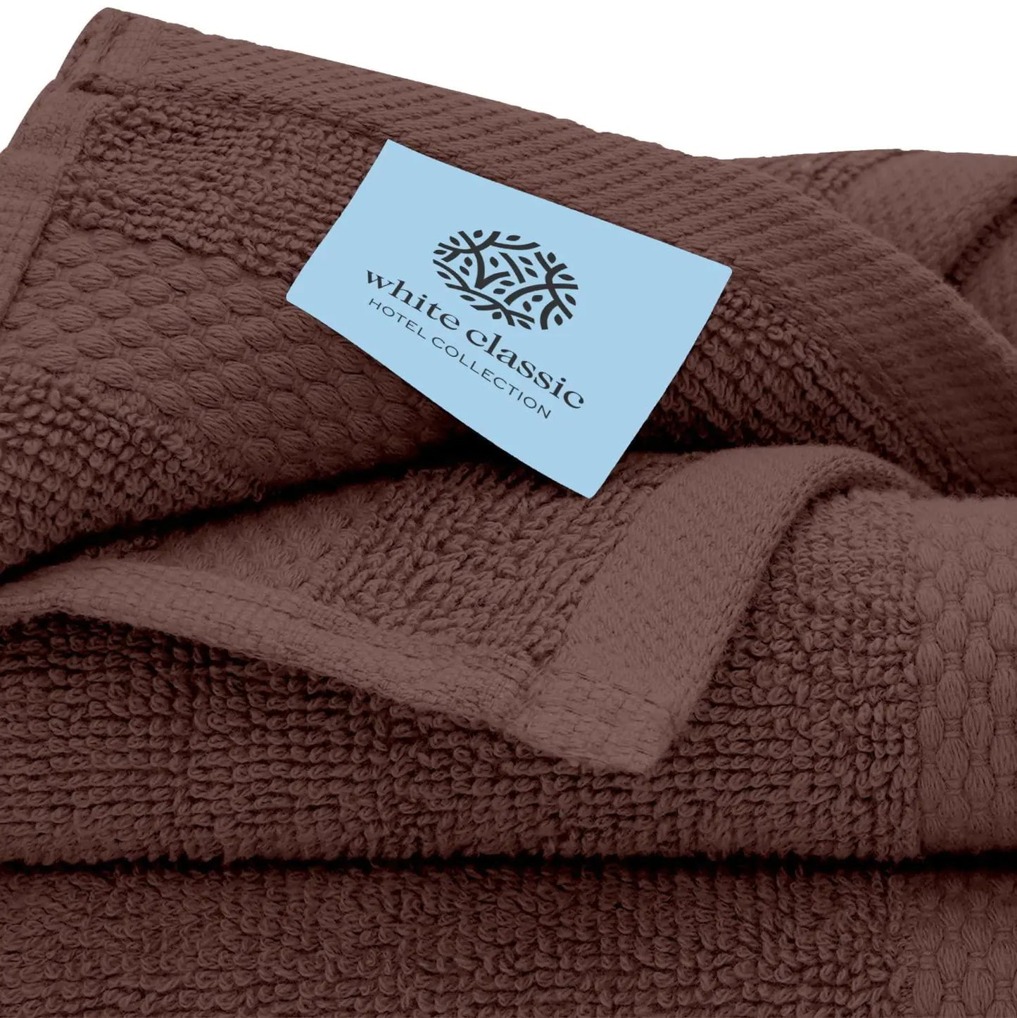 Luxury Brown Bath Towel 8 Piece Set - Combed Cotton Quality
