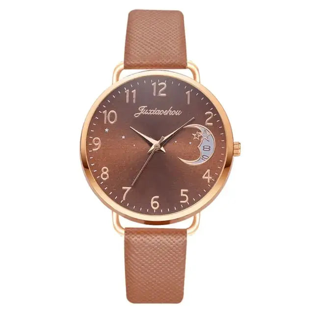 Conjunto de Reloj y Pulsera con Números de Luna