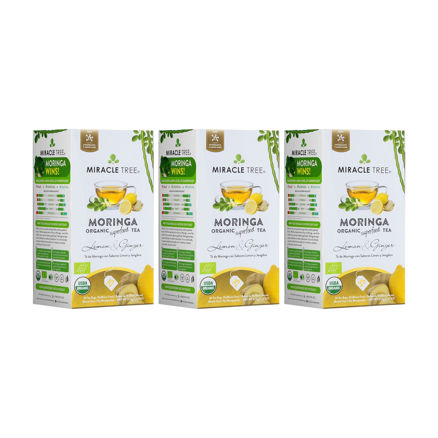 Thé Moringa Bio avec Citron et Gingembre
