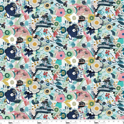 Jade Floral Abstract Cotton Fabric - 44"/45" Per Yard