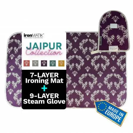 Paquete de tabla de planchar y guante Jaipur Purple de ironMATIK