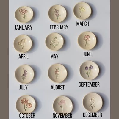 Personalized Birth Flower Trinket Dish - Korvel