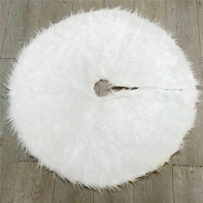 Funda de Árbol de Navidad de Felpa Blanca Redonda