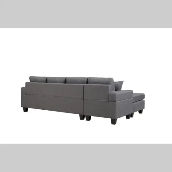 Sofá Seccional de Tela Gris Premium