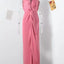 Knotted Evening Long Dress for Women - V-neck Sleeveless Bodycon
