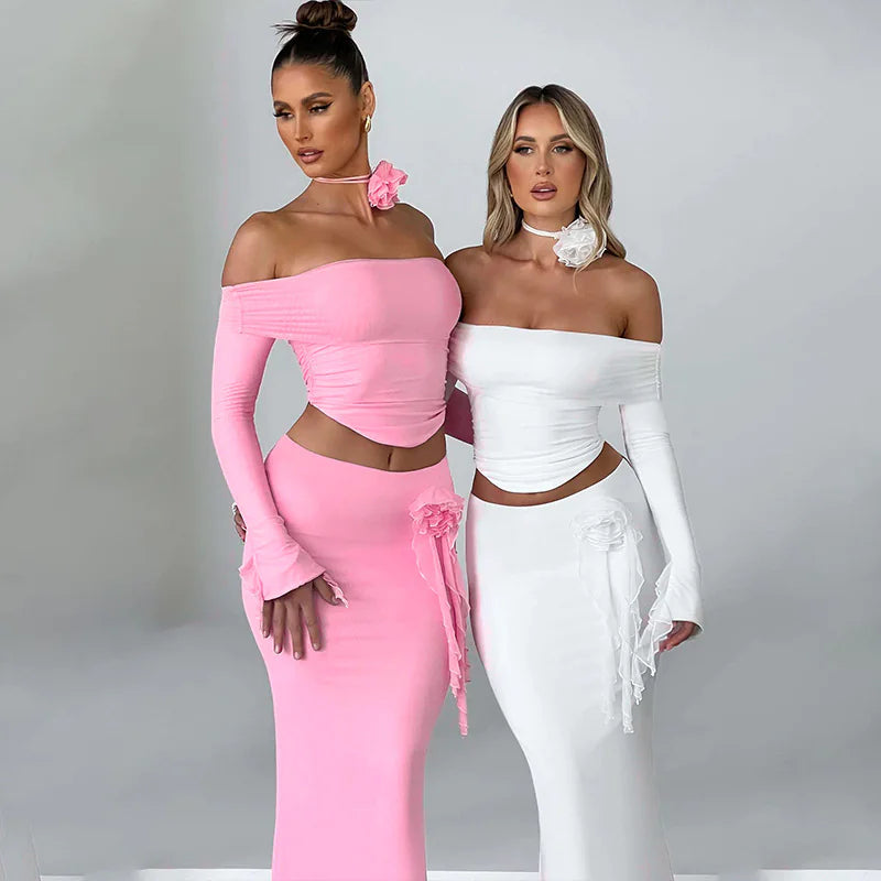 Elegant Long Sleeve Skirt Set for Stylish Occasions
