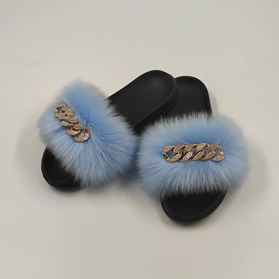 Plush Imitation Fox Fur Flip Flops for Ultimate Comfort