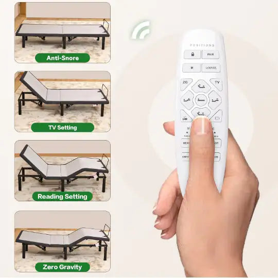 Cama Ajustable Twin XL Ergonómica con Control Remoto Inalámbrico y Masaje