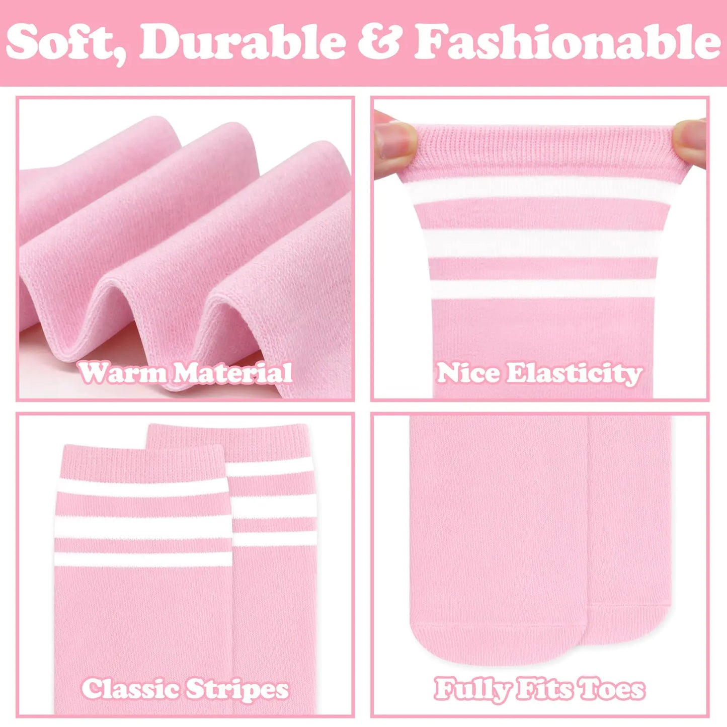 Toddler Athletic Socks - 3 Pack in Pink/White Variants