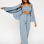 Ribbed Drop Sleeves Women's Sleepwear Set