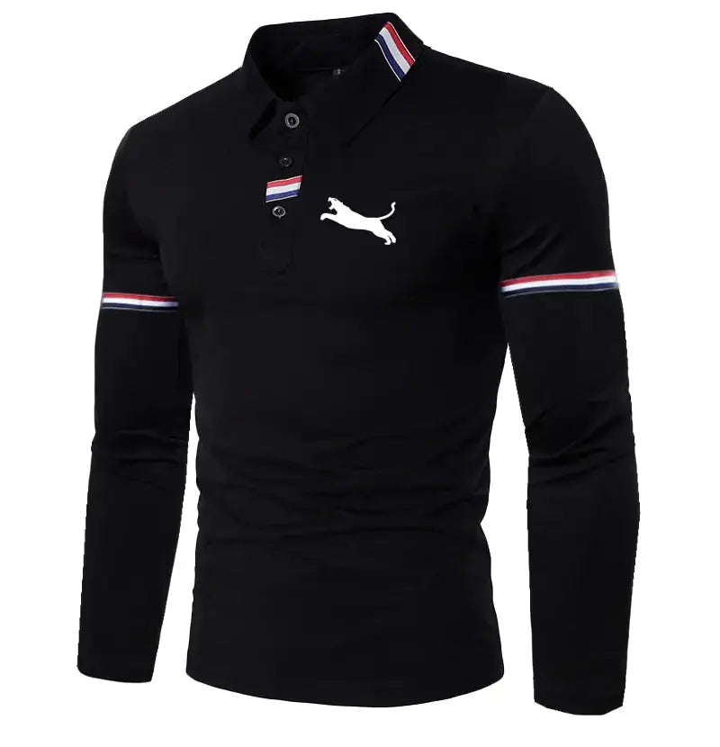 Camisa Polo de Manga Larga Casual para Hombre