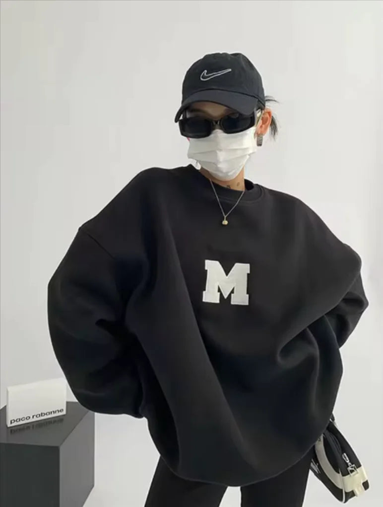 Sudadera de felpa oversized MEXZT Y2K – Sudadera casual para mujer