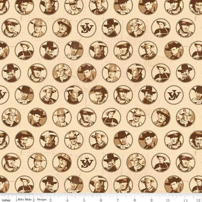 Tissu John Wayne American West Circles Crème - 43"/44" par yard