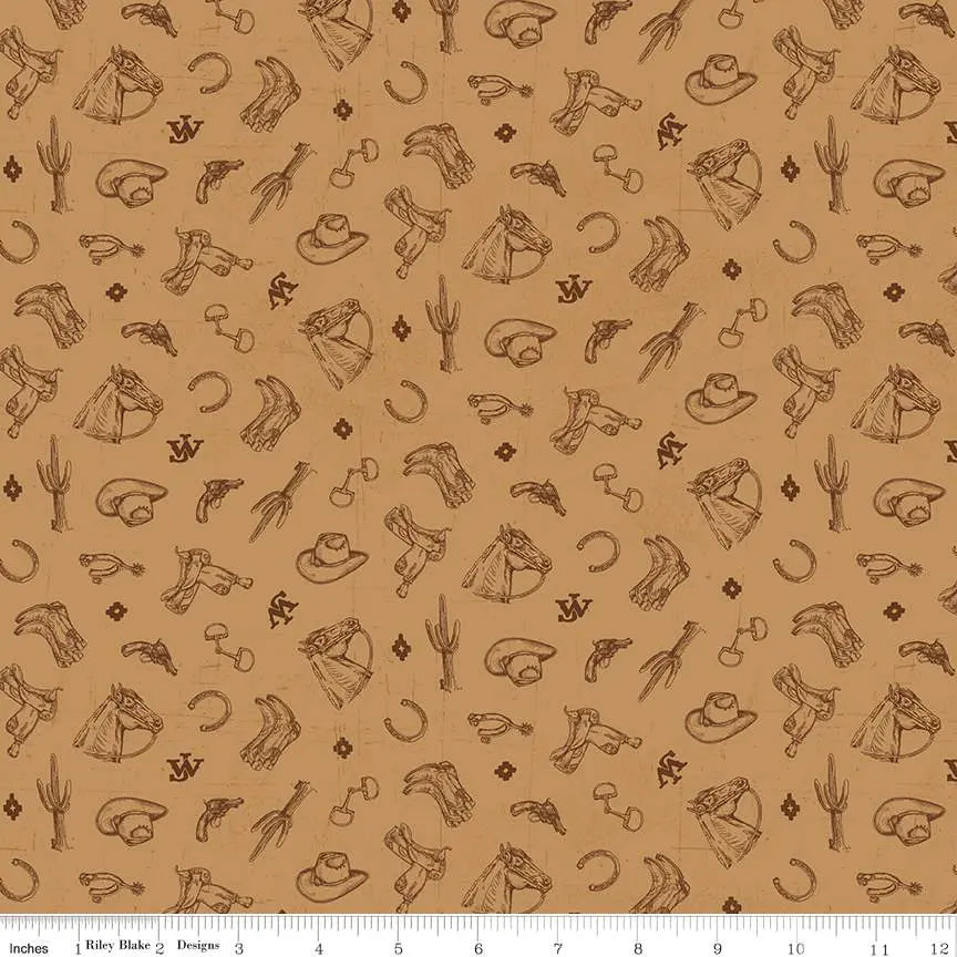 John Wayne American West Icons Tan Fabric Per Yard